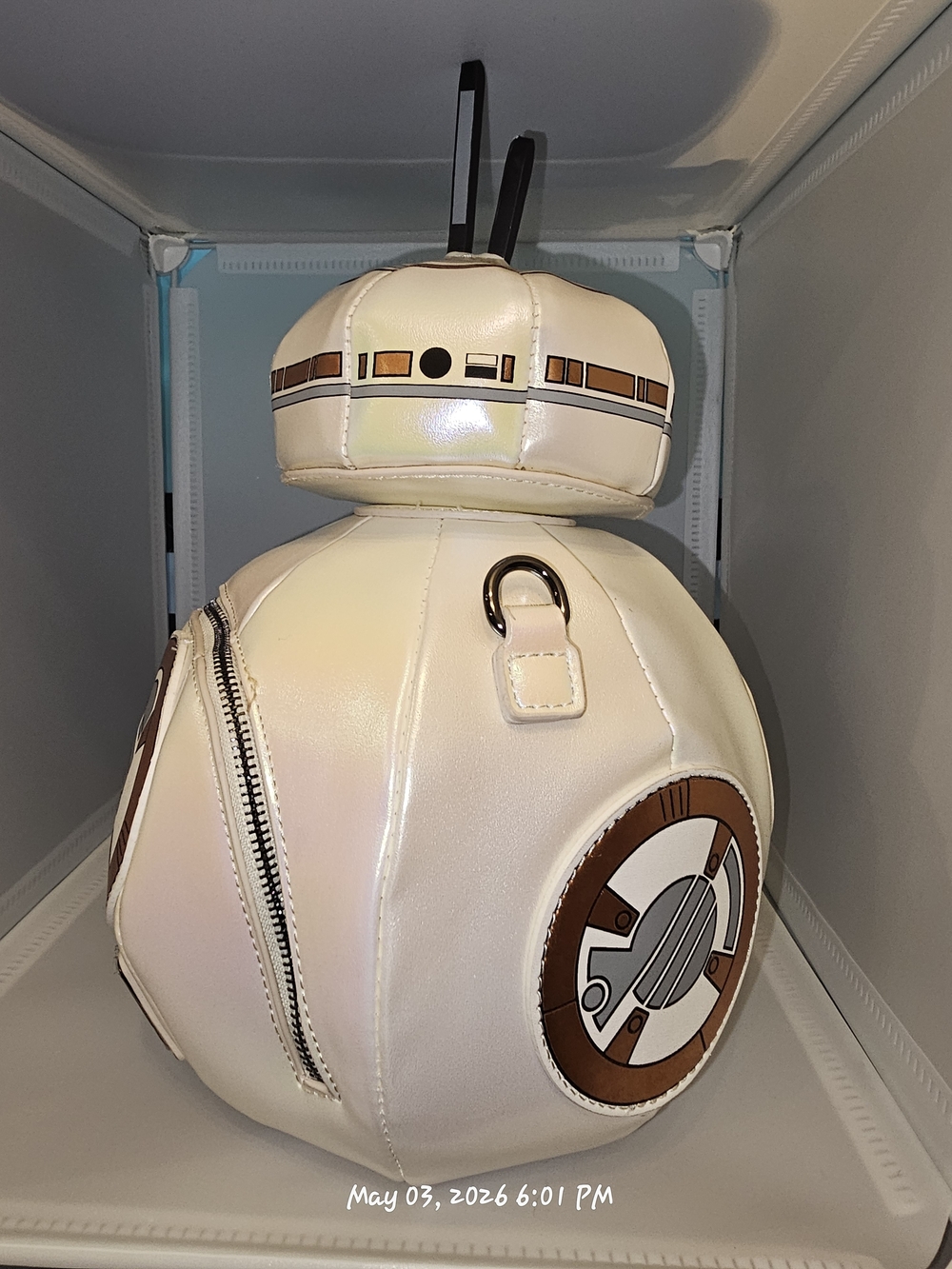 Loungefly Star Wars BB-8 Figural Crossbody Bag Featuring an Iridescent Pearlesce